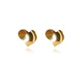 Brinco Coração Oval Folheado Em Ouro 18k Simples E Delicado