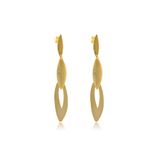 Brinco Grande De Folhas Sobrepostas Folheado Ouro 18k Chique