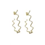 Brinco Grande Argola Forma J Trabalhada Folheado Em Ouro 18k