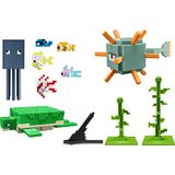 Mattel Minecraft Aquatic Defenders Figura Pack 8 3.25-inc