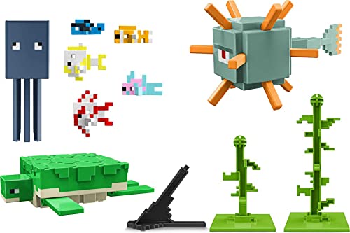 Mattel Minecraft Aquatic Defenders Figura Pack 8 3.25-inc