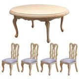 Conjunto De Mesa De Jantar E Cadeiras Em Miniatura 1/12 Móv