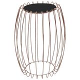 Mesa Apoio Lateral 43 Cm Tampo Vidro Preto Base Metal Cobre Nacc