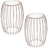 Kit Mesa Apoio Lateral 43 Cm Tampo Vidro Branco Base Metal Cobre Nacc