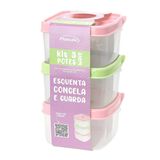 Conjunto 3 Potes De Plástico Com Tampa 0,6l Plasvale Para Lanche Marmita Frutas Sortido