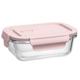 Pote De Vidro Hermético Com Tampa 410ml Uz Retangular Rosa Pote Para Frutas Lanches