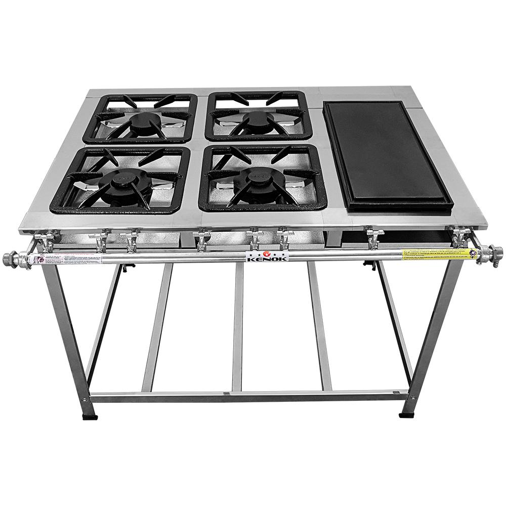 Fogão 4 Bocas Kenok Serv C/ Chapa Inox – Fbse4b.838