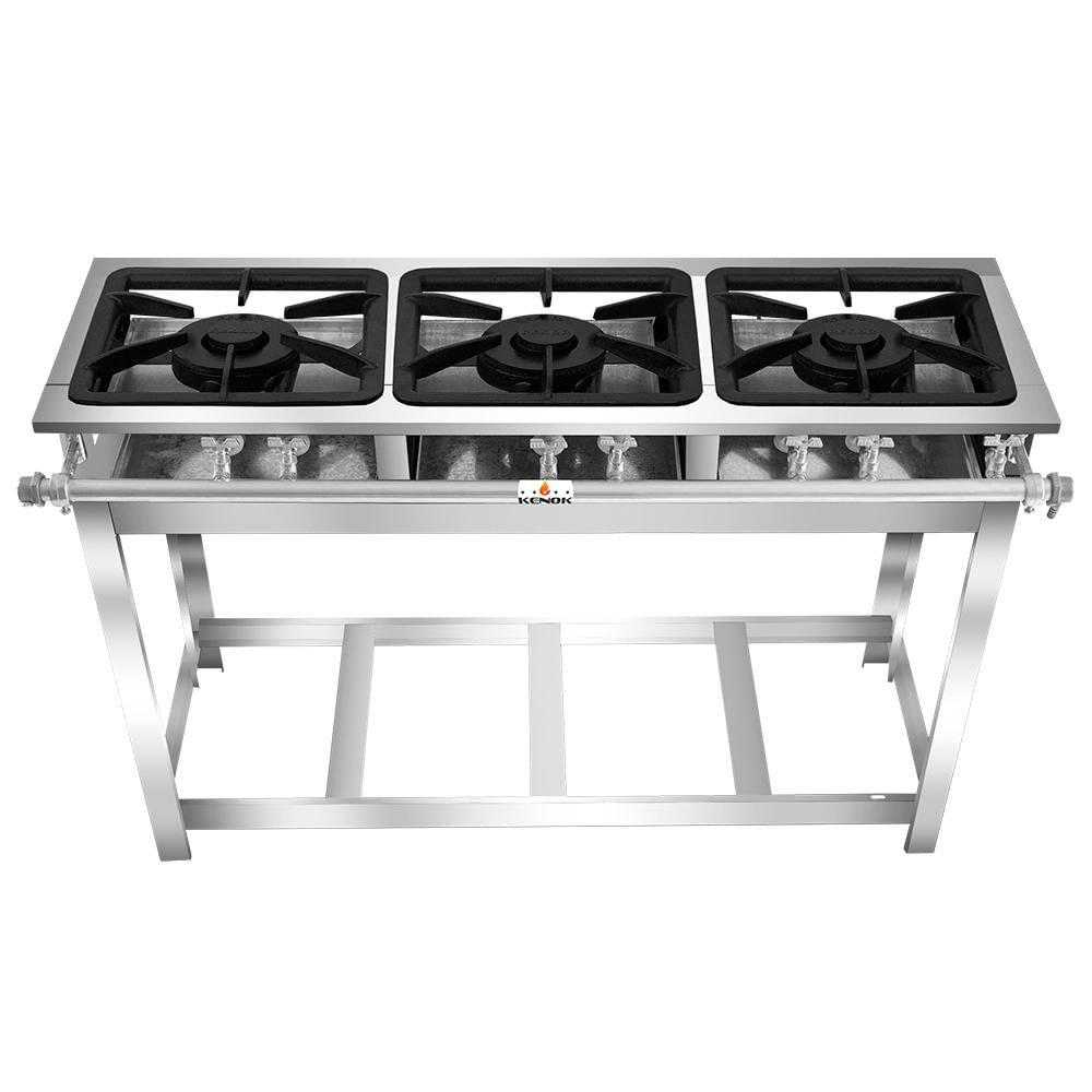 Fogão 3 Bocas Kenok Serv Baixa Pressão Inox – Fbse3b.845