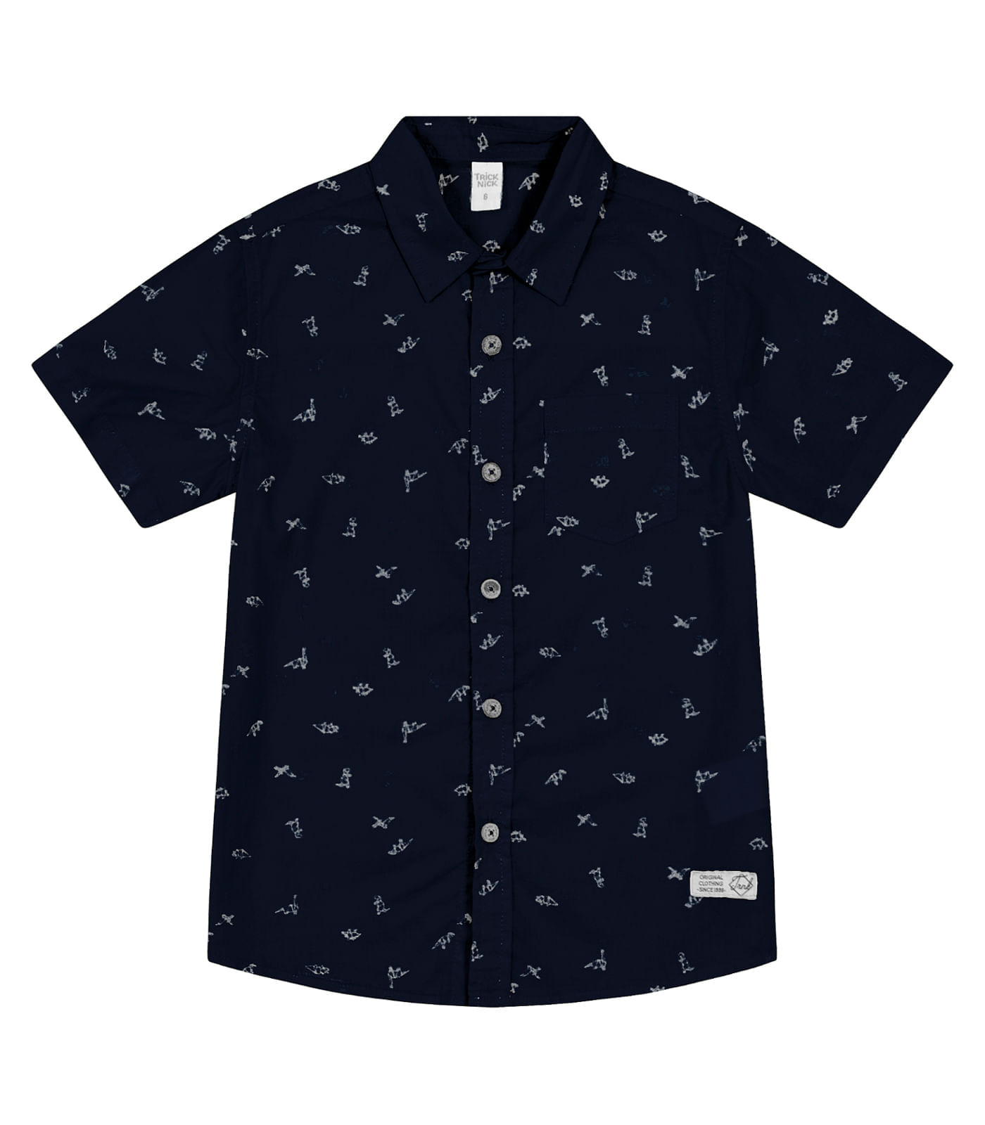 Camisa Infantil Masculina Com Botões Trick Nick Azul 4