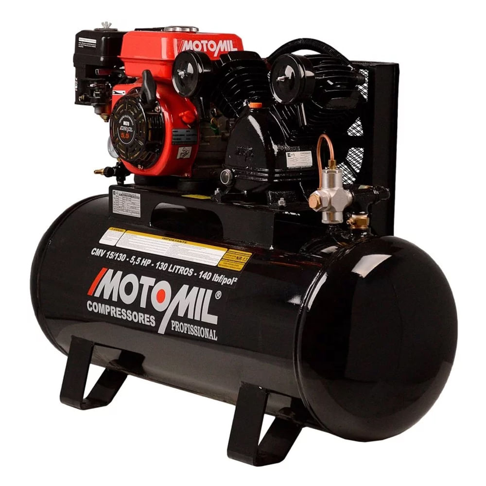 Compressor De Ar A Gasolina 5,5 Hp Cmv 15 / 130 Litros - Motomil
