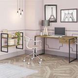 Mesa Para Escritório Diretor Estilo Industrial 1,36m Frejo Com 1 Gaveta E Prateleira Nicho Kapesberg