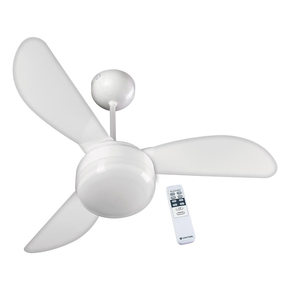 Ventilador de Teto Ventisol Fênix Premium 3p Com Controle Branco 220V 220V Menor preço em Ventilador de Teto Ventisol Fênix Premium 3p Com Controle Branco 220V 220V