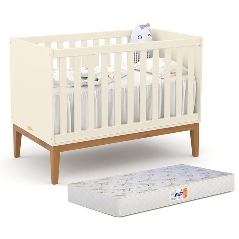 Berço Americano Unique Off White/eco Wood Com Colchão D18 - Matic Móveis