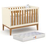 Berço Americano Unique Off White/freijó/eco Wood Com Colchão D18 - Matic Móveis