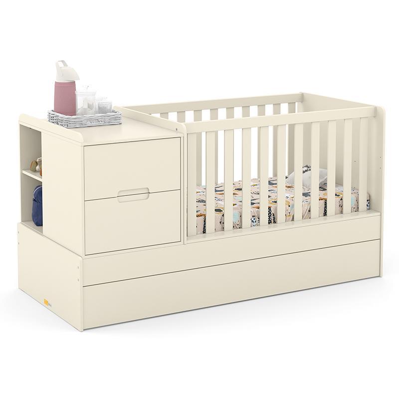 Berço Multifuncional Formare Com Auxiliar Off White E Colchões D18 E D20 - Matic Móveis