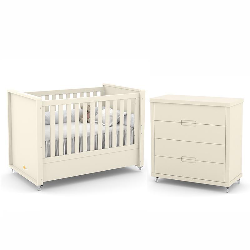 Jogo De Quarto Infantil Tutto New Com Berço E Cômoda 4 Gavetas Off White - Matic Móveis