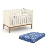 Berço Americano Unique Off White/eco Wood Com Colchão Baby Physical - Matic Móveis