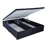 Cama Box Baú Casal Mega Tecido Black - 138x188 - Bipartido