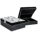 Cama Box Baú Queen: Colchão Anatômico Probel D28 / Ep Prodormir Advanced Tech1000 + Base Crc Suede Gray(158x198)