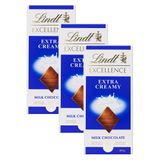 Chocolate Lindt Excellence Extra Creamy Milk Com 100g | Kit Com Três Unidades