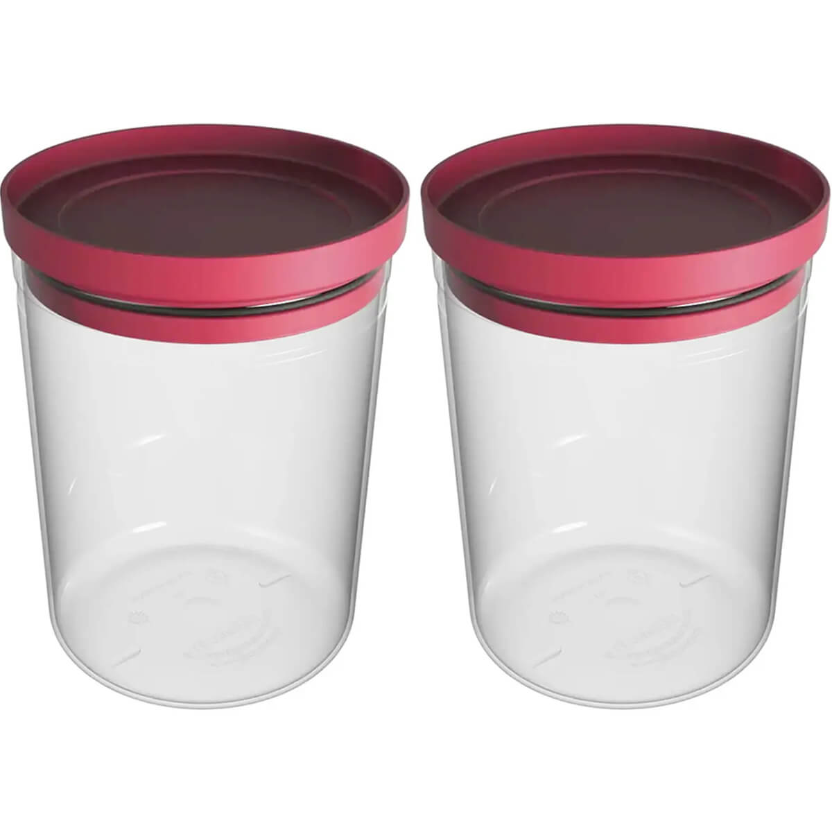 Kit 2 Potes Herméticos Soprano Porta Mantimentos 1,6l Transparentes Tampa Plástico Vermelho