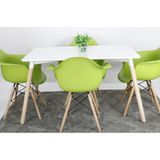 Conjunto Mesa de Jantar Planeta Casa Ana com 4 Cadeiras Confort 120x80cm - Branco/Verde