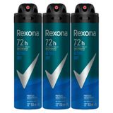 Kit 3 Desodorante Rexona Men Active Dry Aerosol Antitranspirante 72h 150ml