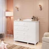 Cômoda De Bebê 1 Porta 4 Gavetas Maya Clássico Espresso Móveis Branco