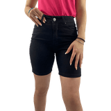 Bermuda Feminina Jeans Preta Meia Coxa