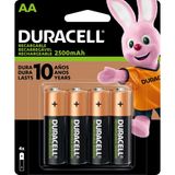 Pilha Recarregável Duracell Aa 2500mah C/4 Pilhas