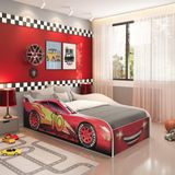 Cama Carro Infantil Adesivada Logan Yescasa Branco/vermelho