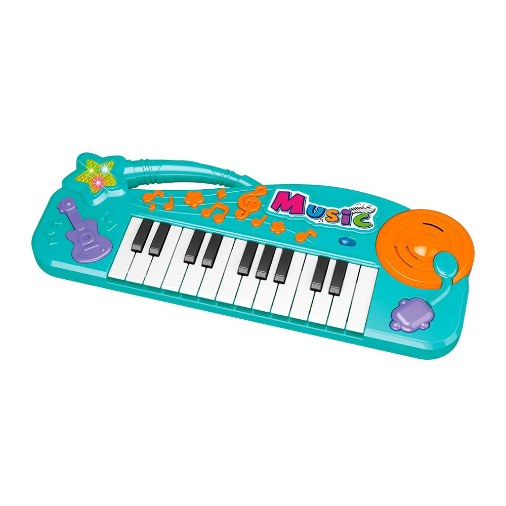 Teclado Musical Infantil Teclado Divertido 23 Teclas Verde Dm Toys