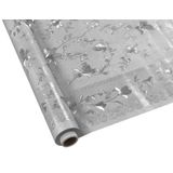 Toalha Premium Metalizada Rolo De 1,37m X 20m Barrado Floral Prata Kapazi