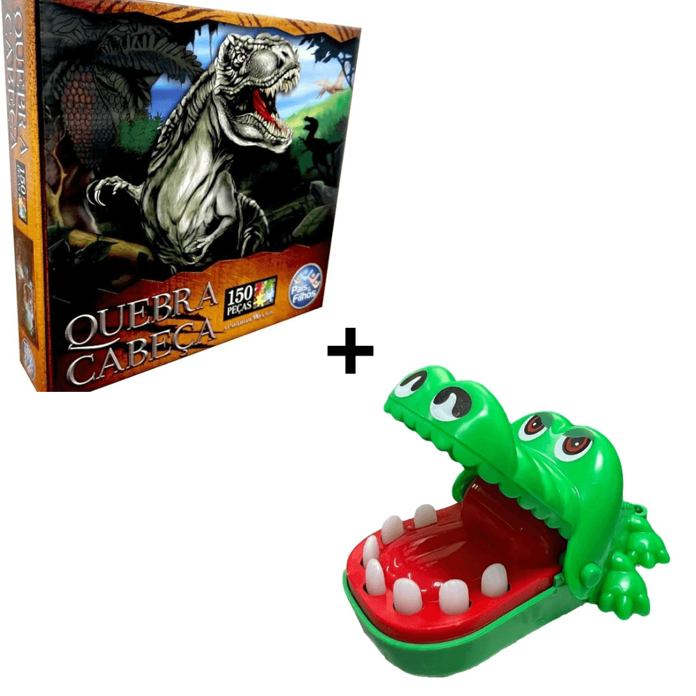 Kit Jogo Infantil Quebra Cabeça Dinossauro Rex+jacaré Boca De Dentista -  Carrefour