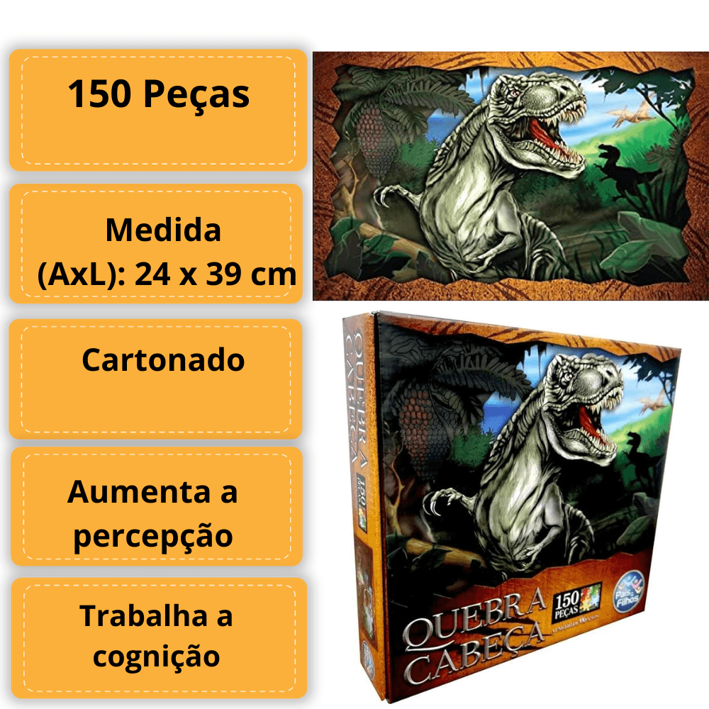 Kit Jogo Infantil Quebra Cabeça Dinossauro Rex+jacaré Boca De Dentista -  Carrefour