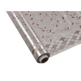 Toalha Premium Metalizada Rolo De 1,37 X 20m Flores Prata Kapazi
