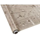Toalha Premium Metalizada Rolo De 1,37m X 20m Barrado Floral Bronze Kapazi