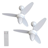 Kit 2 Ventiladores De Teto Inverter Wind Branco Com Controle Remoto Bivolt E-27 Ventisol