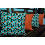 Kit 4 Capas De Almofadas 45x45cm Gorgurinho Triângulos/oxford Laranja