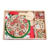 Conjunto De Brinquedos Pizza Pretend Play Wood Cutting Food