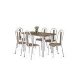 Jogo de Mesa Sara Branco 136cm x 80cm com 6 Cadeiras 058 Branco/Rattan - Artefamol