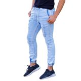 Calça Masculina Jogger Jeans Claro Lazúli Com Rasgos