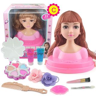 Boneca conjunto de maquiagem de cabelo cosmético boneca com