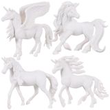4 Peças Brancas De Pintura Diy Brinquedos De Unicórnio Fig