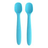 Conjunto De Colheres Silicone Azul Com 2 Peças - A\baby