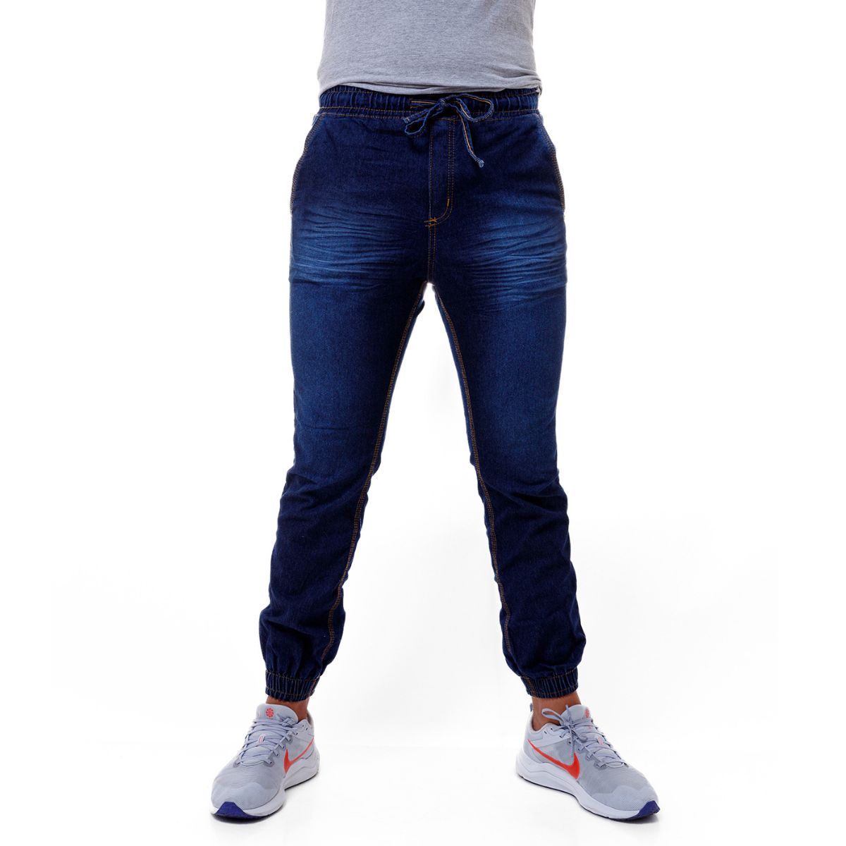 Calça Masculina Jogger Jeans Simples Com Amassadinho