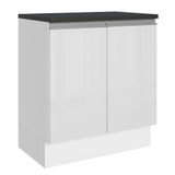 Balcão 100% Mdf 70 Cm 2 Portas Frentes Branco Brilho Acordes Madesa