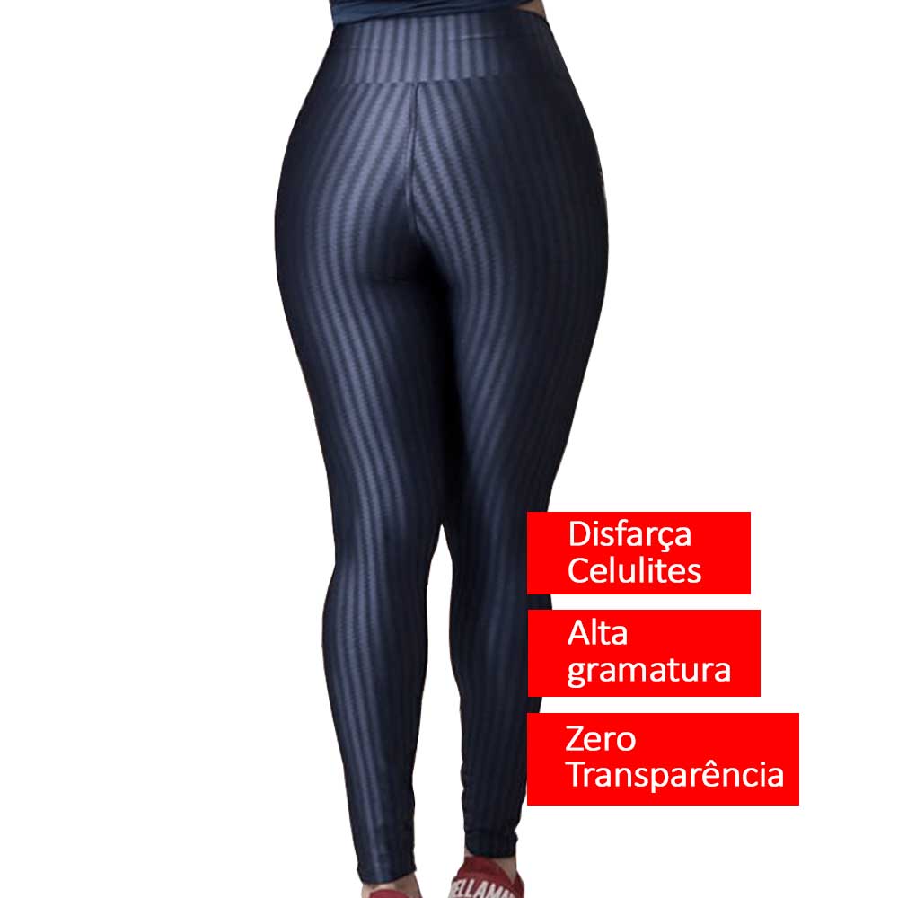 Calça Legging Academia Feminina Zero Transparência 3d Plus