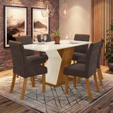 Conjunto Sala De Jantar Mesa 160 Cm Tampo Mdf Com Vidro 6 Cadeiras Juanita Casa 812