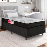 Cama Box Solteiro Colchão Espuma D20 Esplanada 88x188x53cm Preto/cinza Suporta Até 100kg Por Pessoa